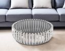 14" Glass And Stainless Steel Round Coffee Table