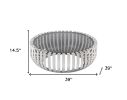 14" Glass And Stainless Steel Round Coffee Table