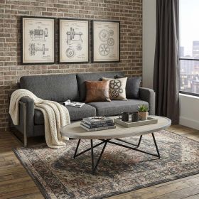 46" Natural And Black Iron Round Coffee Table
