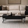 47" Black And Silver Iron Lift Top Coffee Table