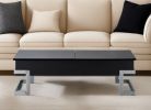 47" Black And Silver Iron Lift Top Coffee Table