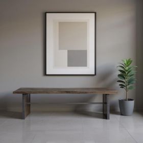 Rectangular Indian Mango Woodbrown Tone Finish W Metal Cladding On The Base Dining Bench