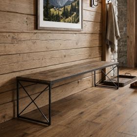 Rectangular Mango Woodmedium Brown Top And Black Iron Base Accent Bench