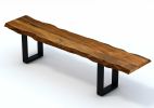 87" Live Edge Acacia Wood Bench With Black Metal Legs