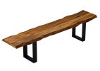 87" Live Edge Acacia Wood Bench With Black Metal Legs