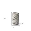 12" White Abstract Cylinder Ceramic Table Vase