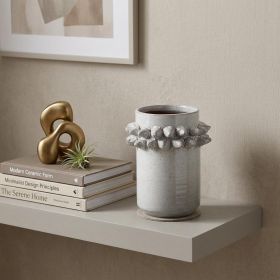 7" Gray Abstract Cylinder Spikey Ceramic Table Vase