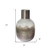 13" Bronze And White Ombre Glass Cylinder Table Vase