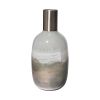 16" Bronze And White Ombre Glass Cylinder Table Vase