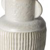 8" Whitewash Handled Textured Ceramic Vase