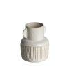 8" Whitewash Handled Textured Ceramic Vase