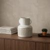8" Whitewash Handled Textured Ceramic Vase