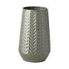 11" Green Abstract Cylinder Metal Table Vase