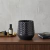 7" Navy Organically Embossed Chevron Metal Vase