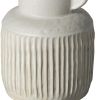 12" White Ribbed Ceramic Cylinder Table Vase