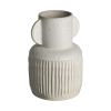 12" White Ribbed Ceramic Cylinder Table Vase