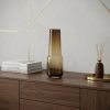 12" Brown Cylinder Crystal Glass Table Vase