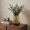 10" Golden Brown Abstract Cylinder Crystal Glass Table Vase
