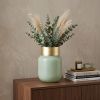 12" Green Abstract Cylinder Crystal Glass Table Vase