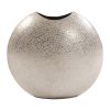 14" Silver Hammered Round Aluminum Table Vase