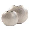 14" Silver Hammered Round Aluminum Table Vase