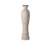 31" Beige And Brown Striped Bud Ceramic Floor Vase
