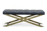 47" Gray And Gold Upholstered Velvet Dining bench