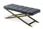 47" Gray And Gold Upholstered Velvet Dining bench