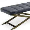 47" Gray And Gold Upholstered Velvet Dining bench