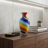 10" Rainbow Murano Glass Abstract Round Table Vase