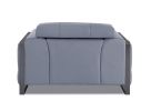 Mod Slate Blue Leather and Chrome Deco Accent Chair