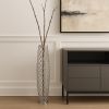 40" Crystal Glass Silver Oval Floor Vase