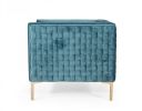 33" Teal Woven Velvet And Gold Arm Chair
