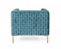 33" Teal Woven Velvet And Gold Arm Chair
