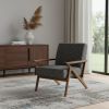 24" Grey And Walnut Solid Color Arm Chair