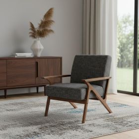 24" Grey And Walnut Solid Color Arm Chair