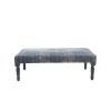 47" Blue And Cream Abstract Design Blue Leg Upholstered Bench