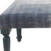 47" Blue And Cream Abstract Design Blue Leg Upholstered Bench