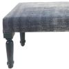 47" Blue And Cream Abstract Design Blue Leg Upholstered Bench