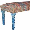 47" Rainbow Stripe Blue Leg Upholstered Bench
