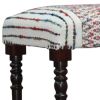 47" Ivory Red and Pink Black Leg Chevron Stripe Upholstered Bench