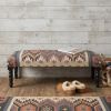 47" Brown Red and Natural Black Leg Southwest Upholstered Bench