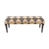 47" Tan And Black Black Leg Checkered Upholstered Bench