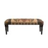 47" Shades of Brown Black Leg Southwest Upholstered Bench