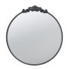 32" Black Crowned Top Iron Framed Accent Mirror