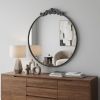 39" Black Crowned Top Iron Framed Accent Mirror