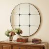 36" Black Round Iron Framed Accent Mirror