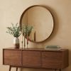 32" Brown Round Framed Accent Mirror