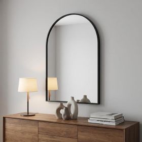 36" Black Metal Arch Accent Mirror