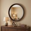 20" Dark Brown Round Wood Framed Accent Mirror